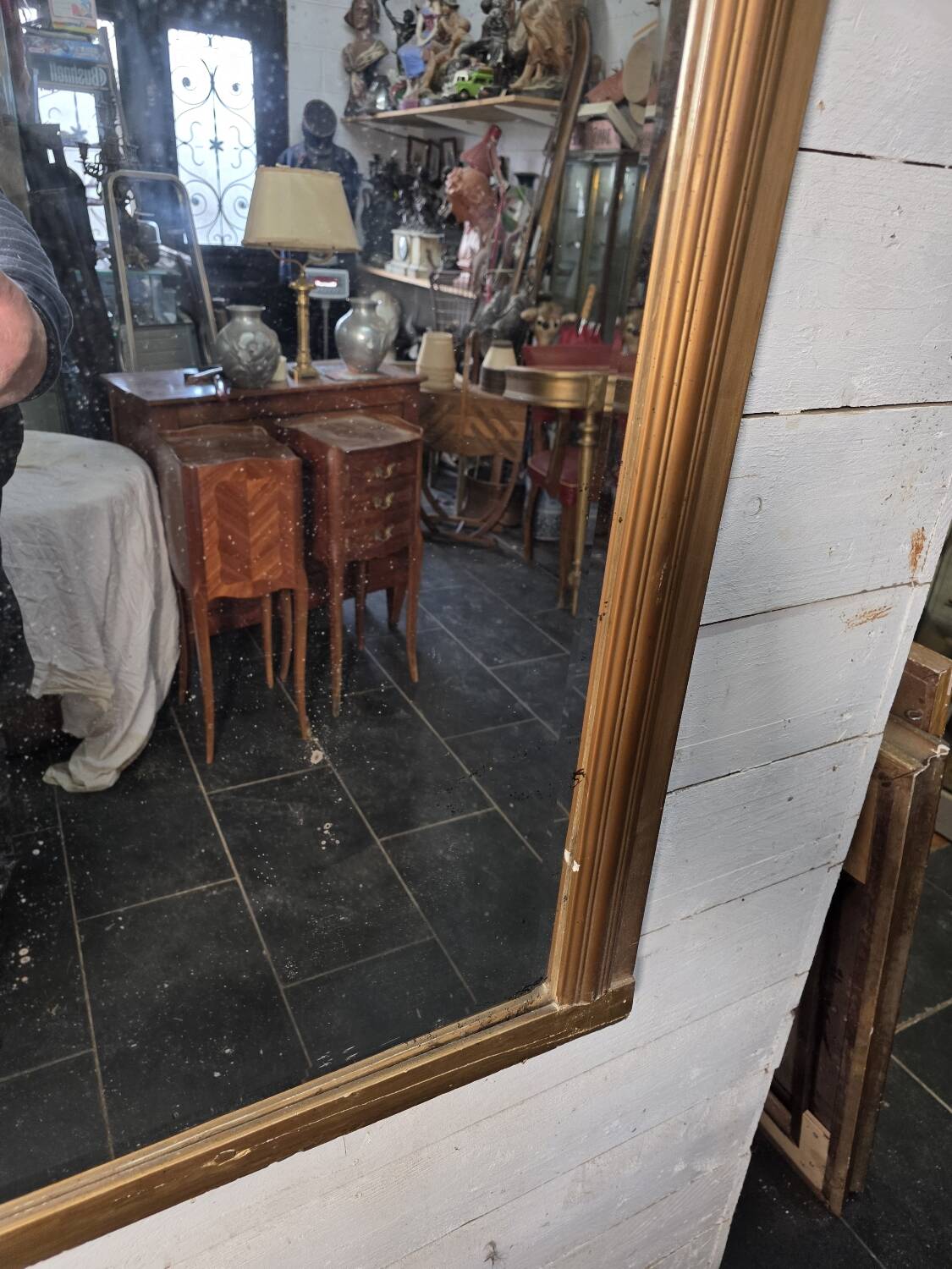 Art Deco gilded trumeau, bevelled mirror