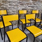 Set of 8 yellow mullca 510 chairs