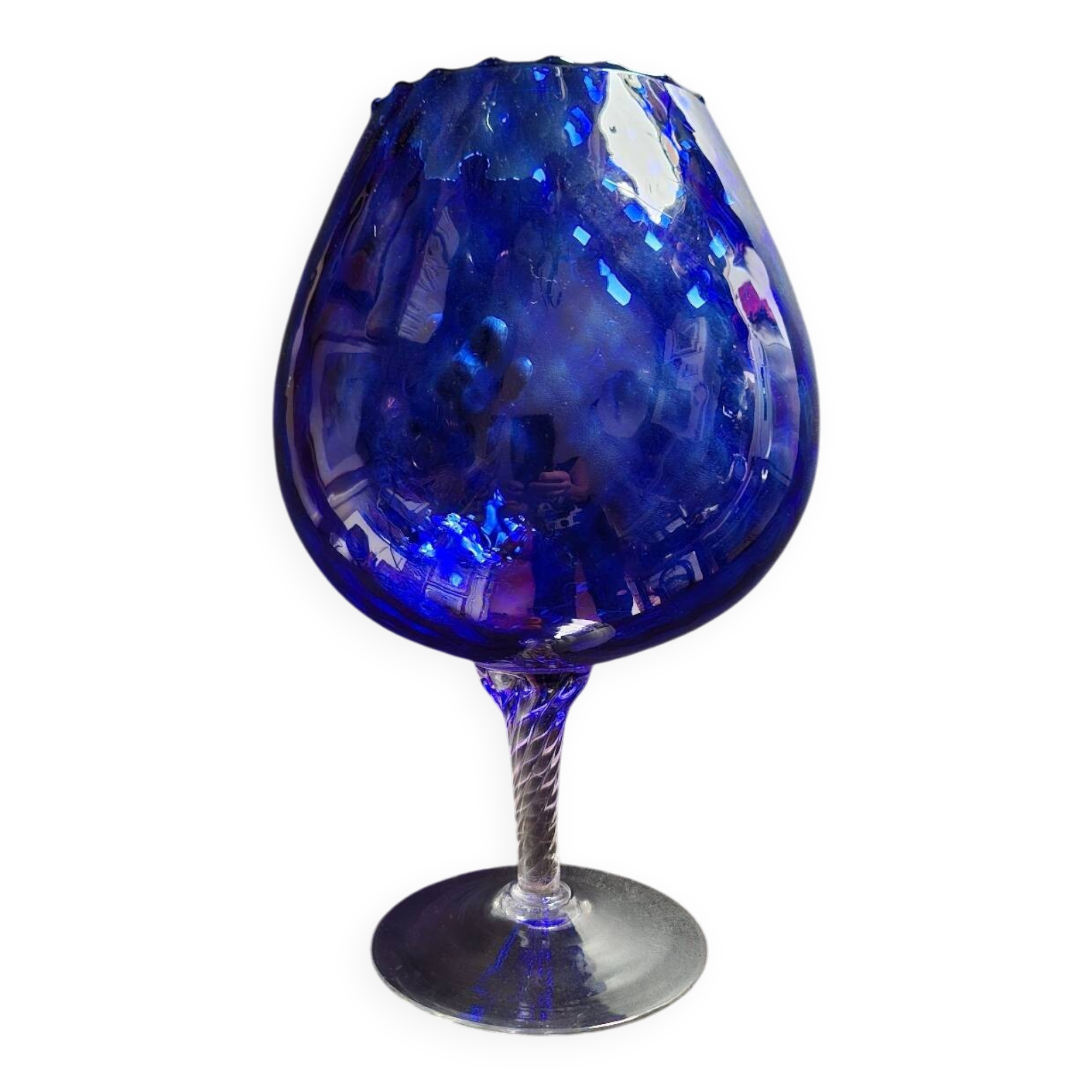 Vintage cobalt blue glass vase Empoli