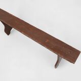 Mid-century rustic bench in brown painted wood, France ca. 1890