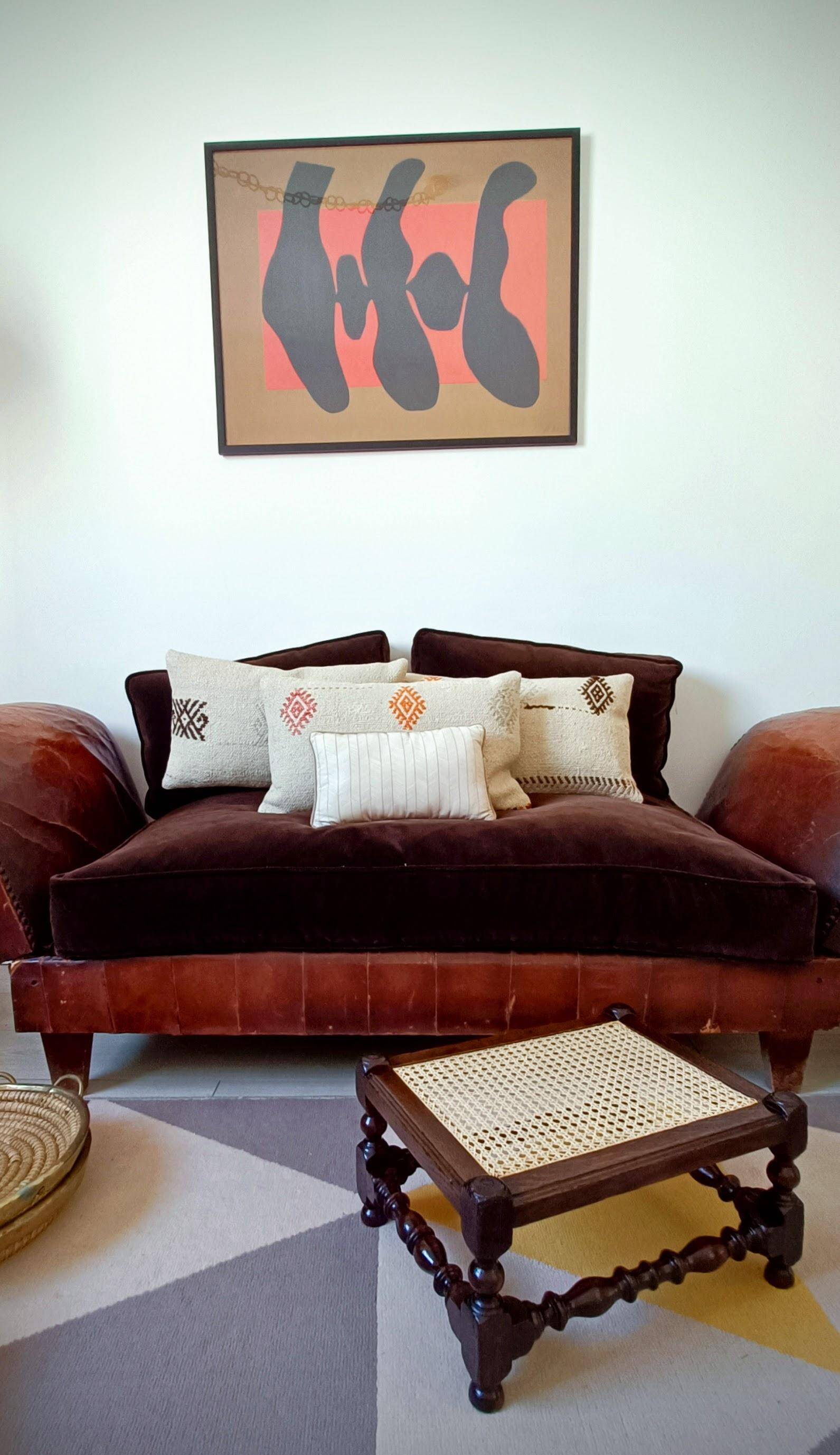 Antique Belle Epoque Oak Wood and Cane Footstool/ Occasional Table, late 19th-C