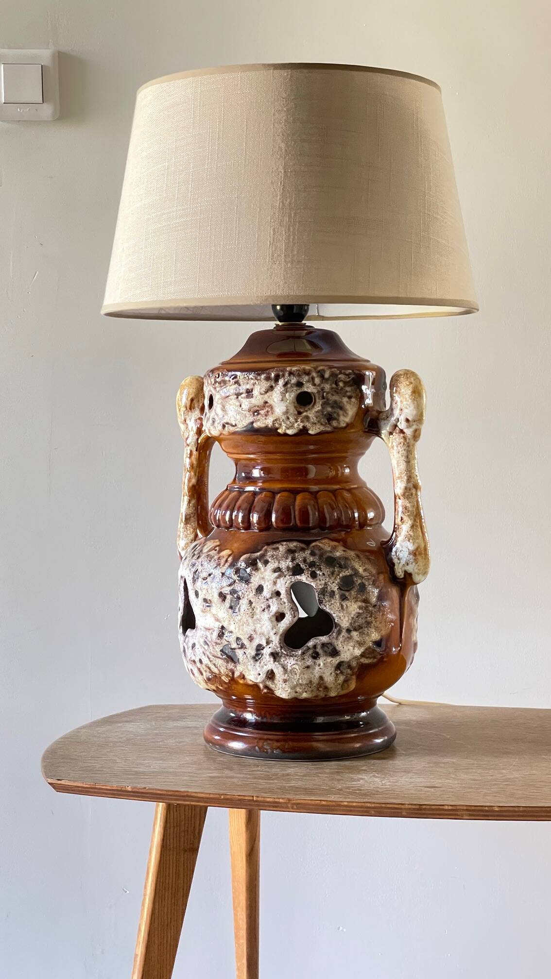 Lamp ceramic fat lava double lighting 70s