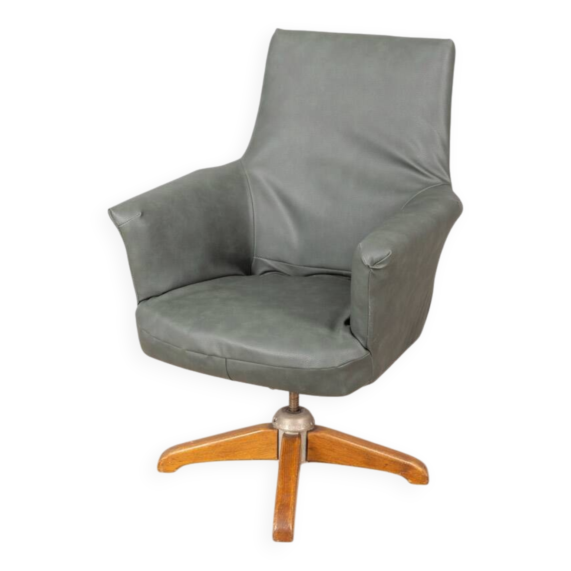 50s vintage swivel armchair in leather design anonima castelli
