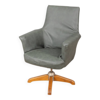 Fauteuil pivotant vintage des années 50 en cuir, design anonima castelli