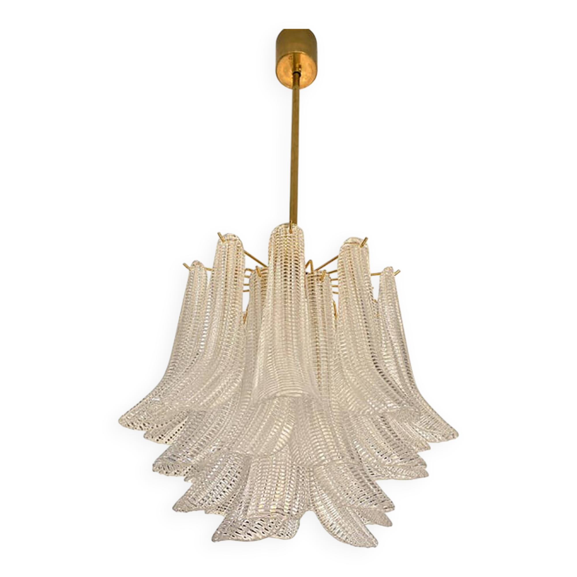 Contemporary Glass "Sella" Chandelier With Gold 24k Metal Fram