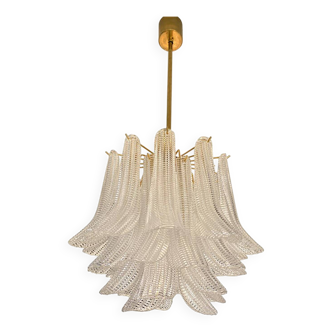Contemporary Glass "Sella" Chandelier With Gold 24k Metal Fram