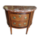 Chest of drawers half moon marquetry 2 drawers marble top late nineteenth century
