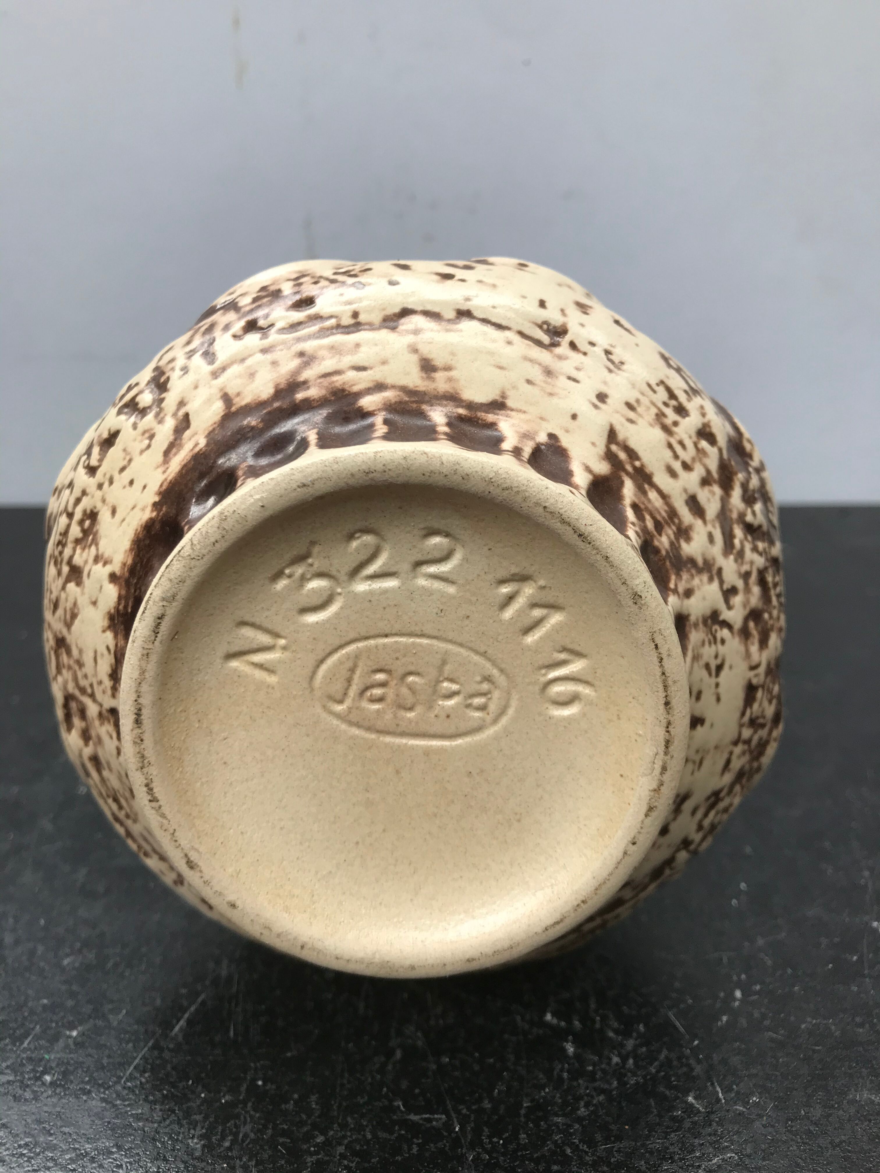 Ancien vase Jaspa céramique beige marron vintage Selency