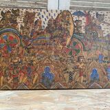 Ancien kamasan textile peint main bali mythologie guerre vintage