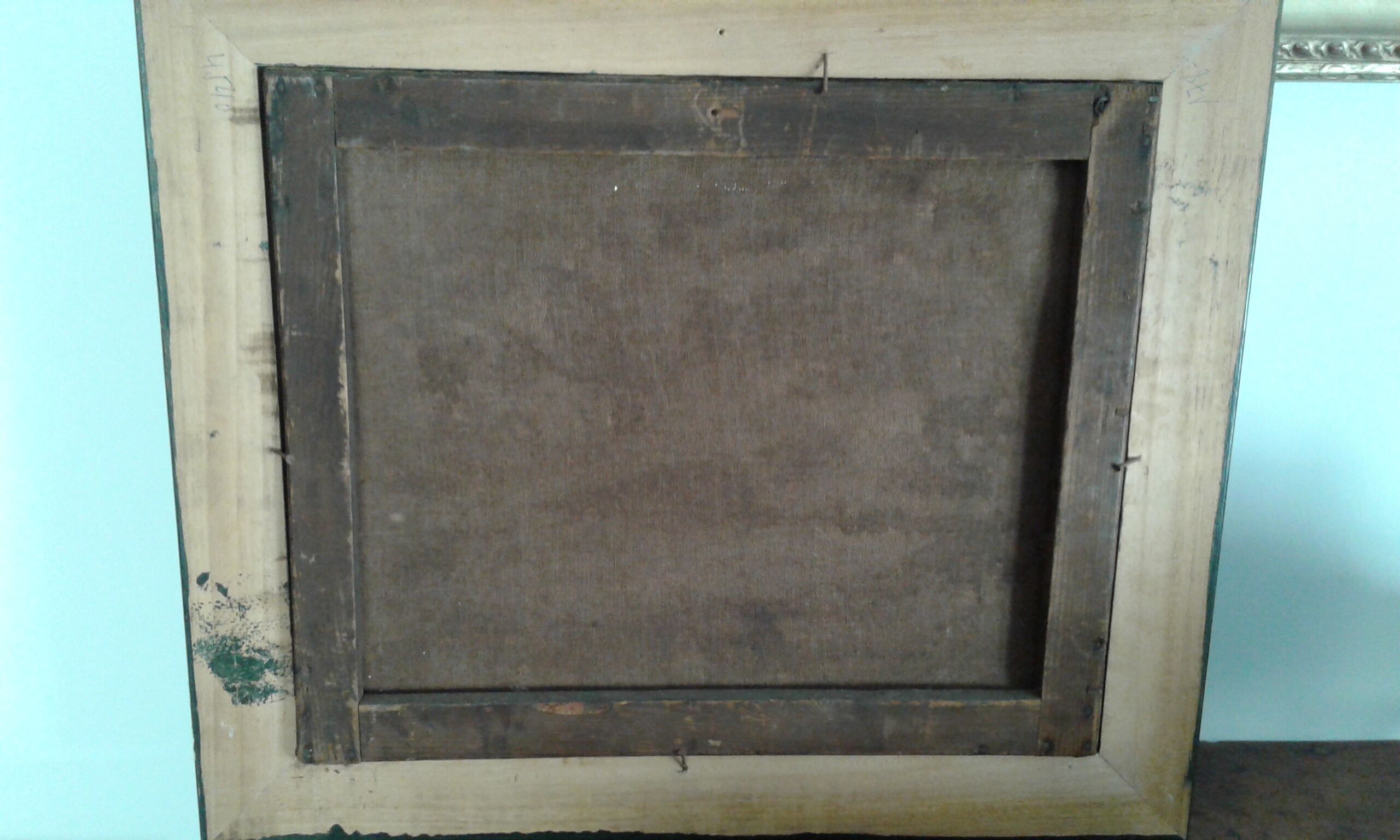 Table Oil on canvas. Old. Still life with apricots and peaches. 19 th