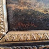 Painting 19th century oil on panel signed