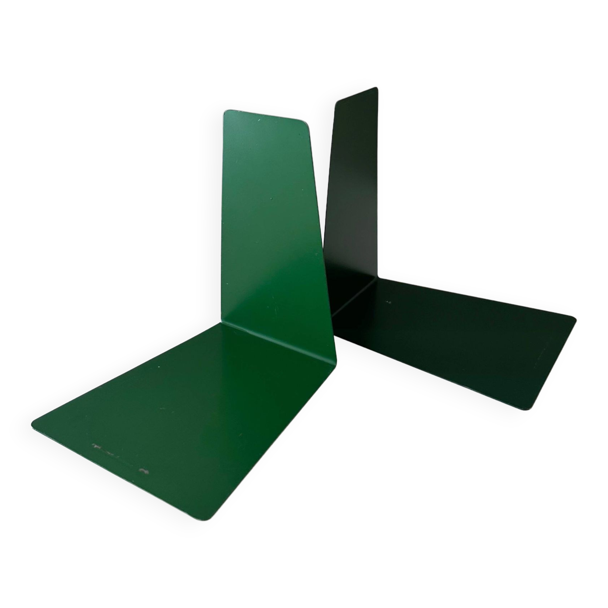Vintage bookends Soennecken, bookend metal, library, bookshelf, book holder green