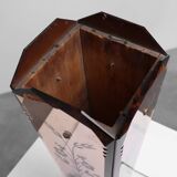 Art Deco Vase in Glass, Mirrored Glass and Wood, France 1920s