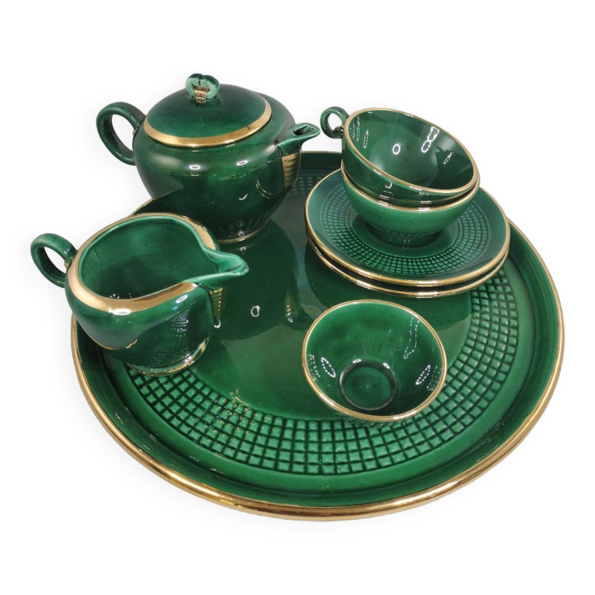 Service à thé DUO, Saint Clément, Vintage, vert
