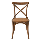 Chaises bistrot à dossier croisillon, assise cannée