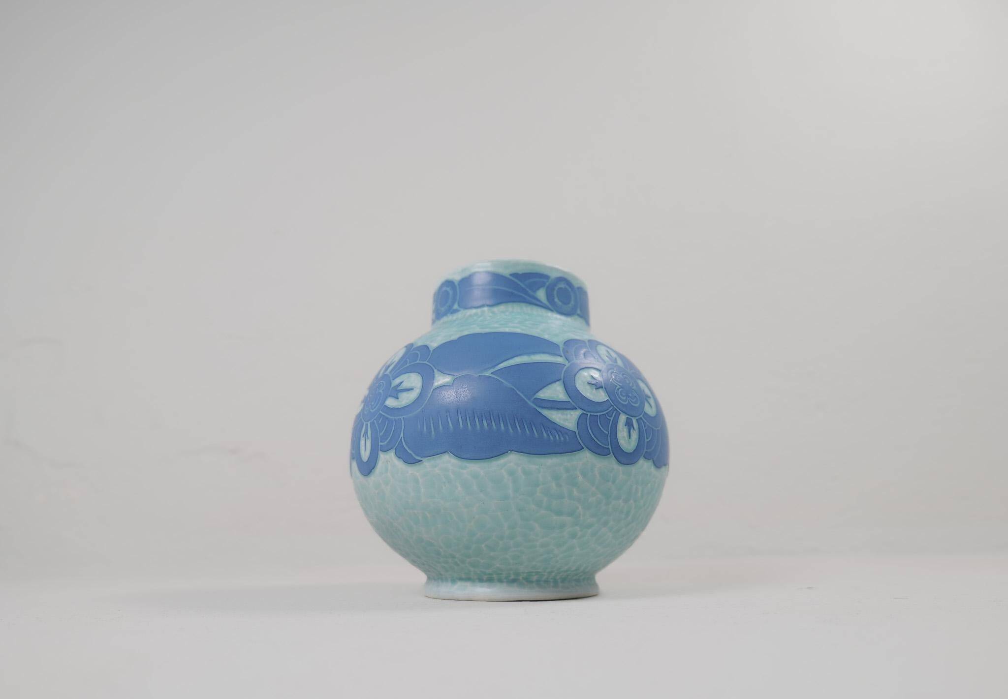 Art Deco Vase Gustavsberg Sgraffito Josef Ekberg, Sweden, 1922