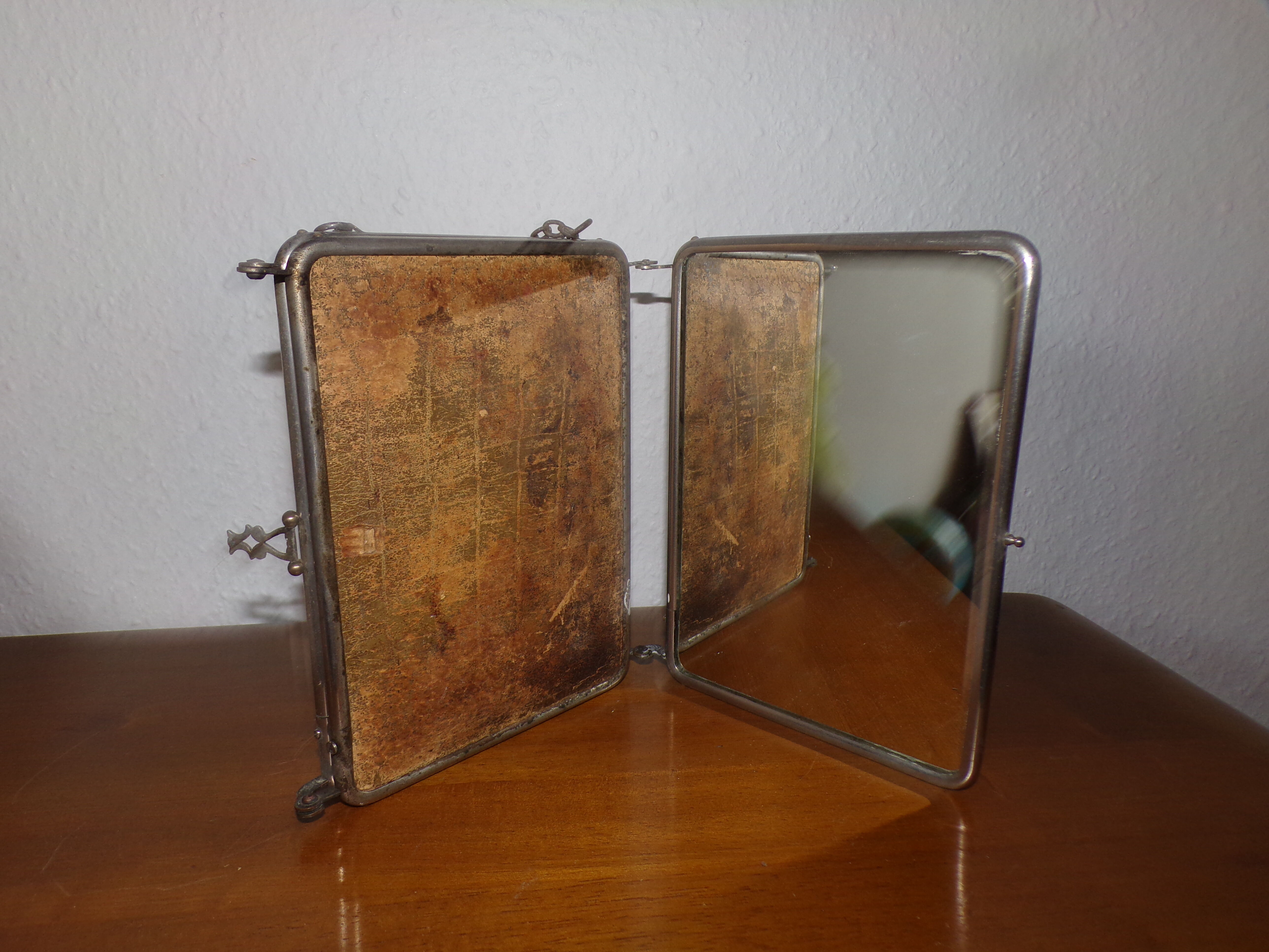 Old tryptic barber mirror