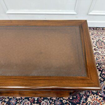 Classic English side table with brown leather top