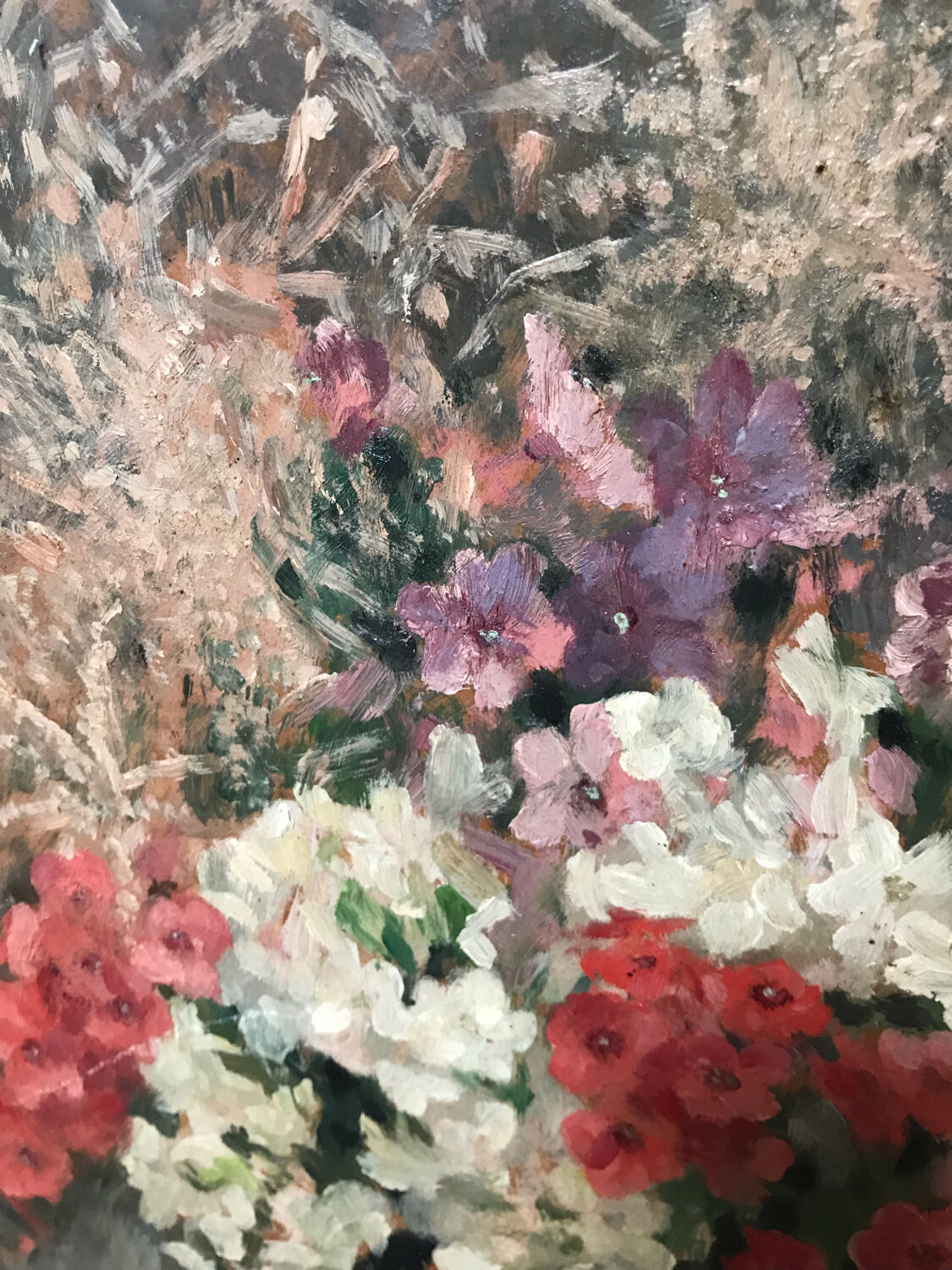 Bouquet of flowers oil on cardboard