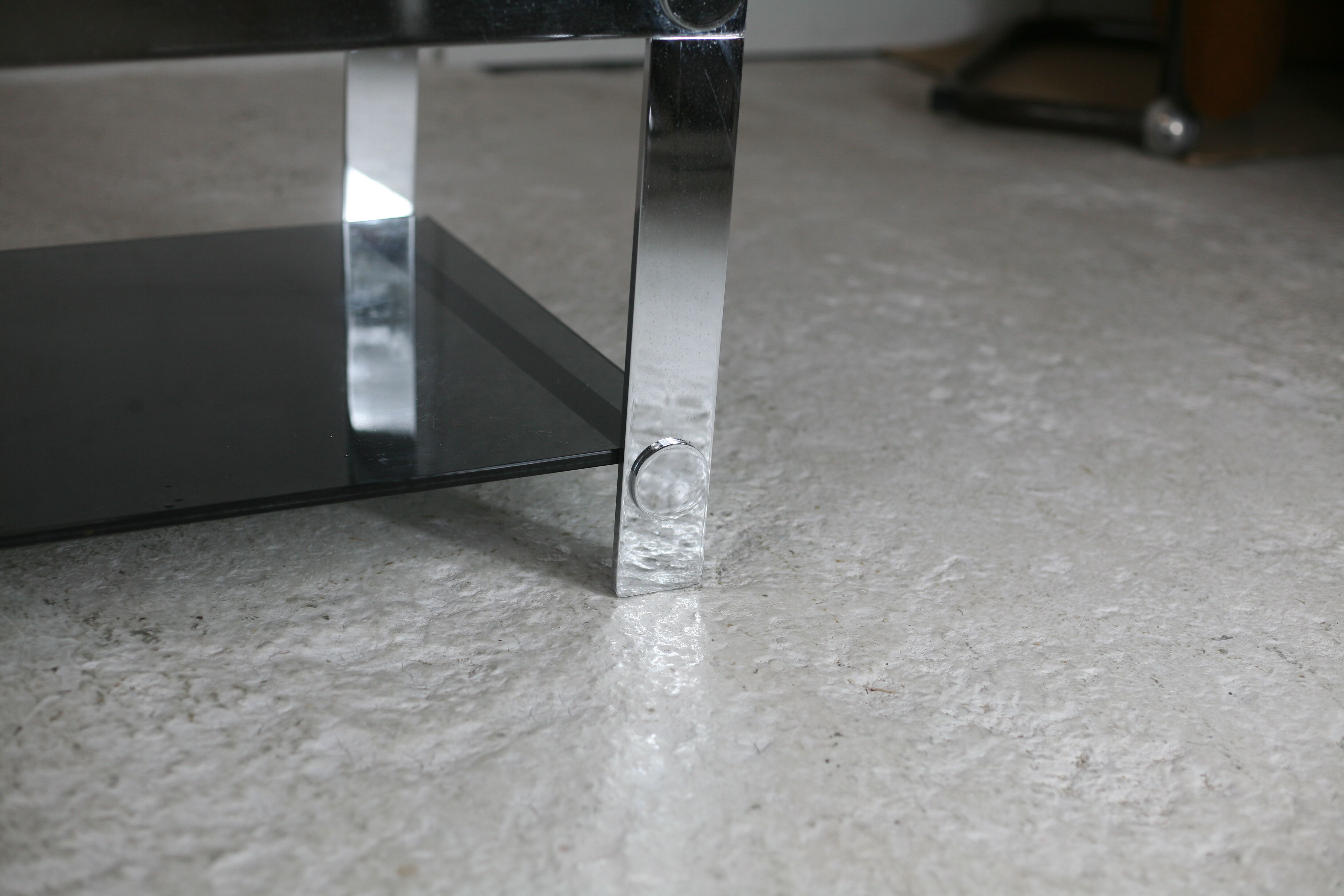 Coffee table steel and smoked glass, France, circa 1970