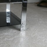 Coffee table steel and smoked glass, France, circa 1970