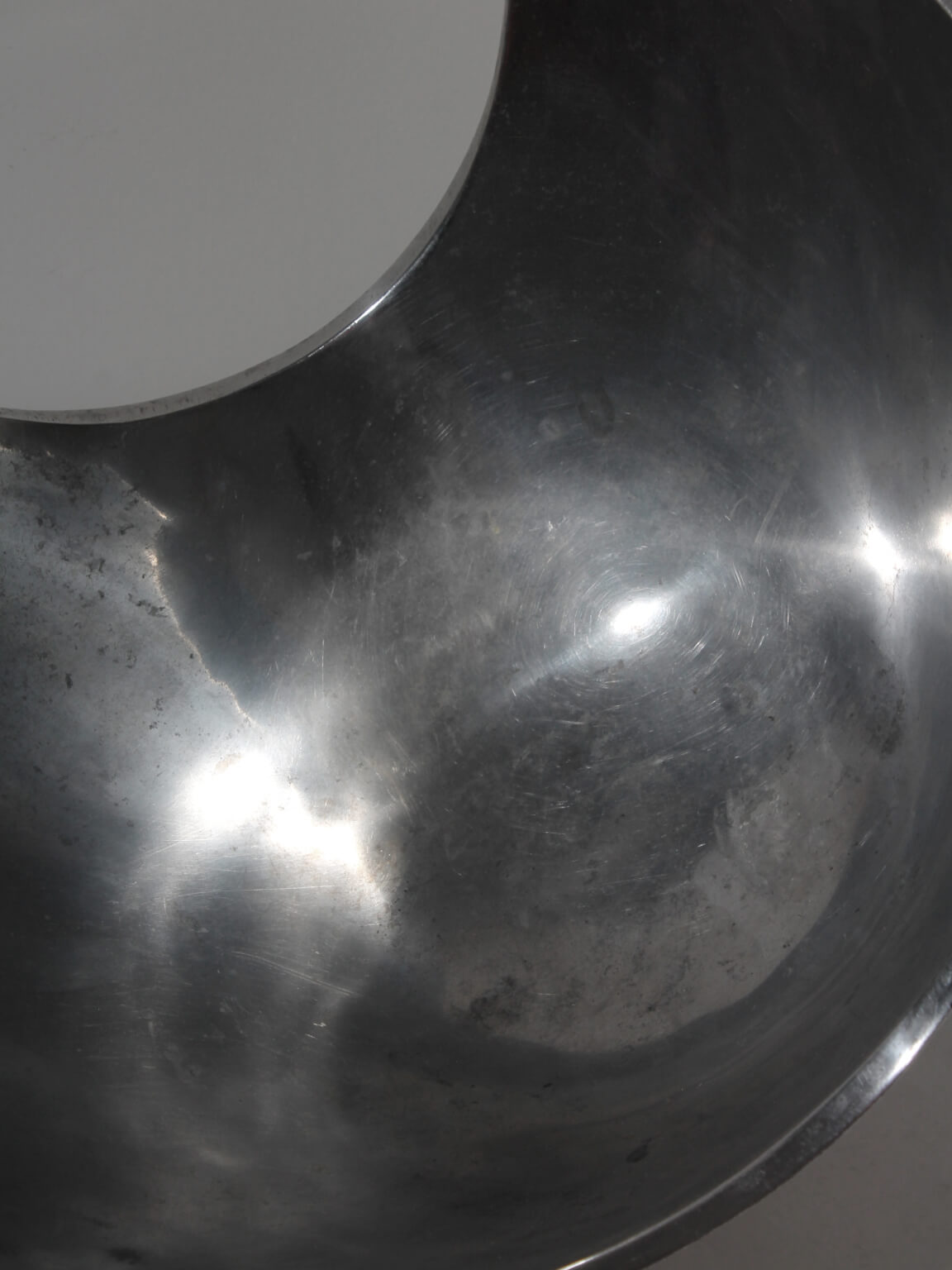 Polished Aluminum Asymmetric Contemporary Deep Bowl, Large