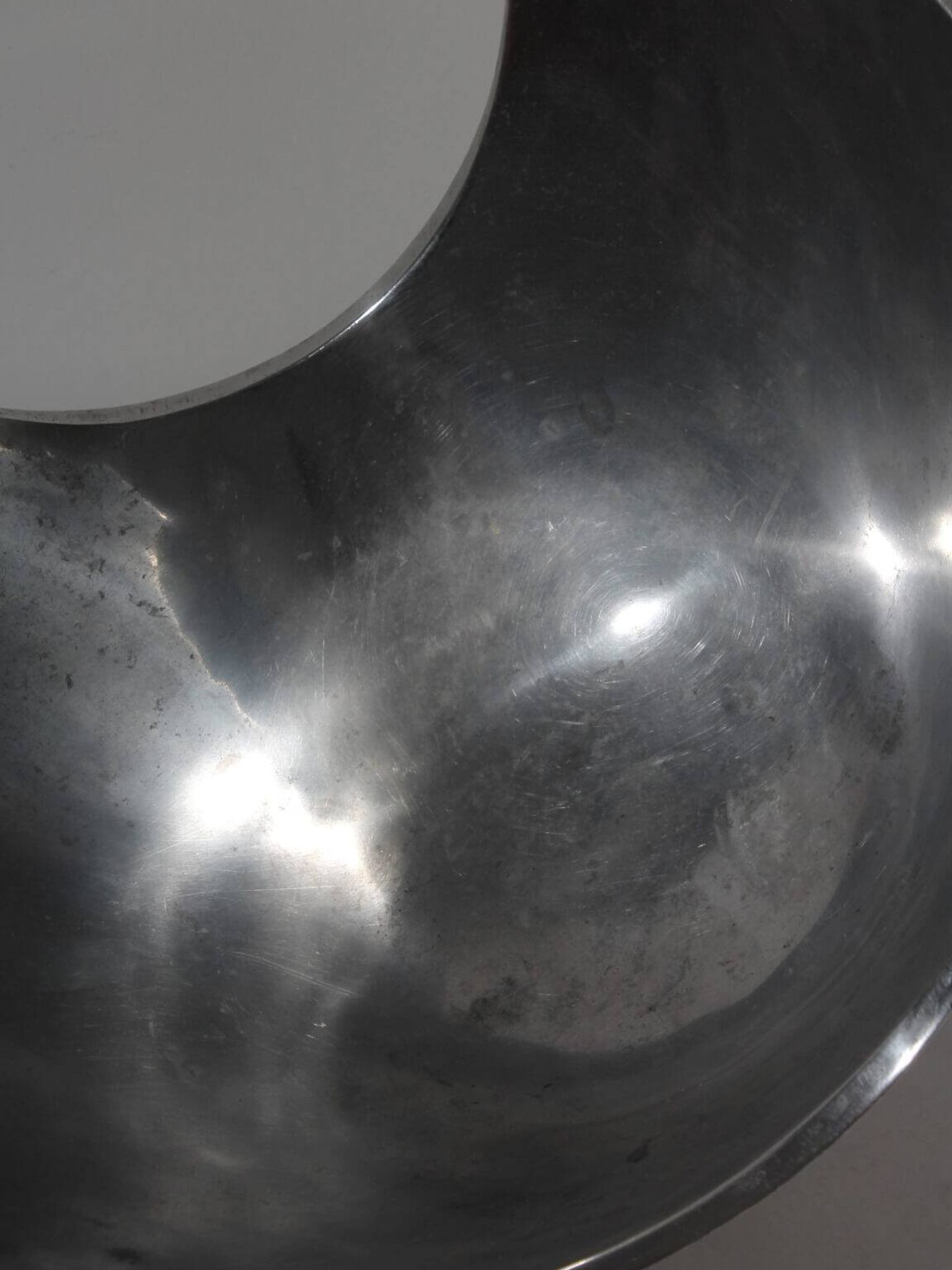 Polished Aluminum Asymmetric Contemporary Deep Bowl, Large