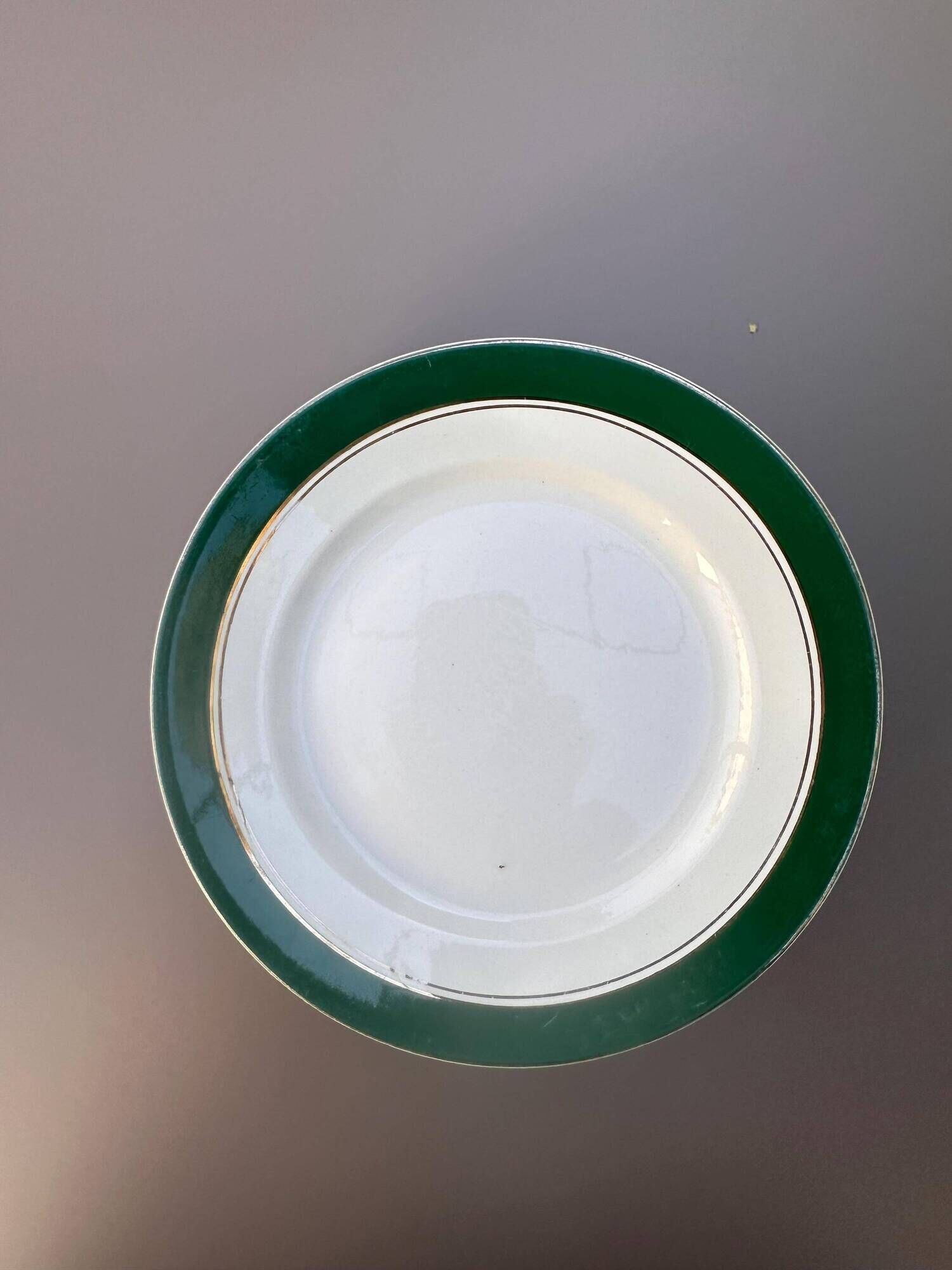 Dessert plates earthenware Digoin Sarreguemines Savoie green/gold, set of 9