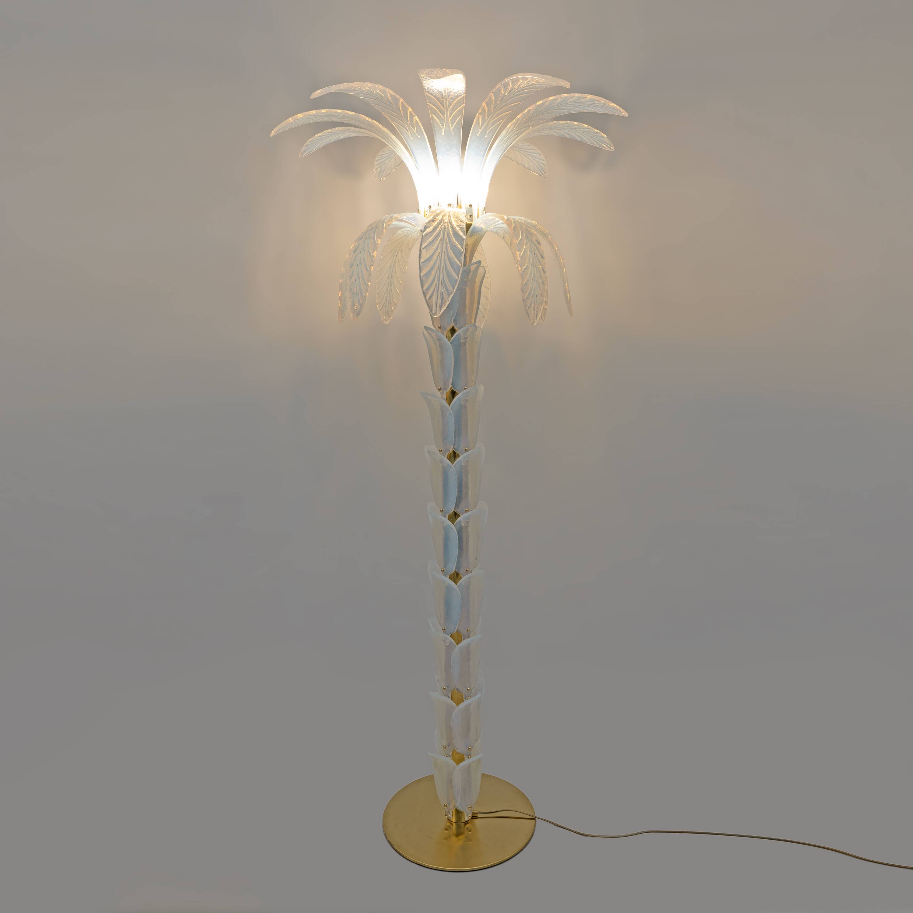 Lampe sur pied en verre de Murano en forme de palmier irisé