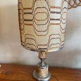 Alabaster and silver metal lamp