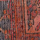Red geometric tribal runner rug long handwoven oriental wool carpet 80x220cm
