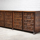 Spanish Brutalist Sideboard With Geometric Patterns, 1940s