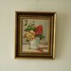 Huile sur panneau suédoise originale – « Nature morte : vase de roses »