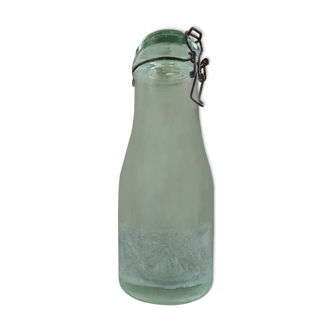 Ancient La Lorraine glass jar dined water green