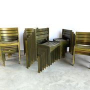 Vintage Wilkhahn stackable dining chair, green stained wood, Germany, 1970s