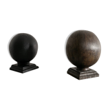 Pair of Vintage Black & Brown Round Wooden Sculptures