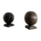 Paire de sculptures rondes vintage en bois noir et marron