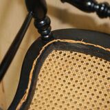 Four antique Regency bergère chairs with mother-of-pearl inlay.