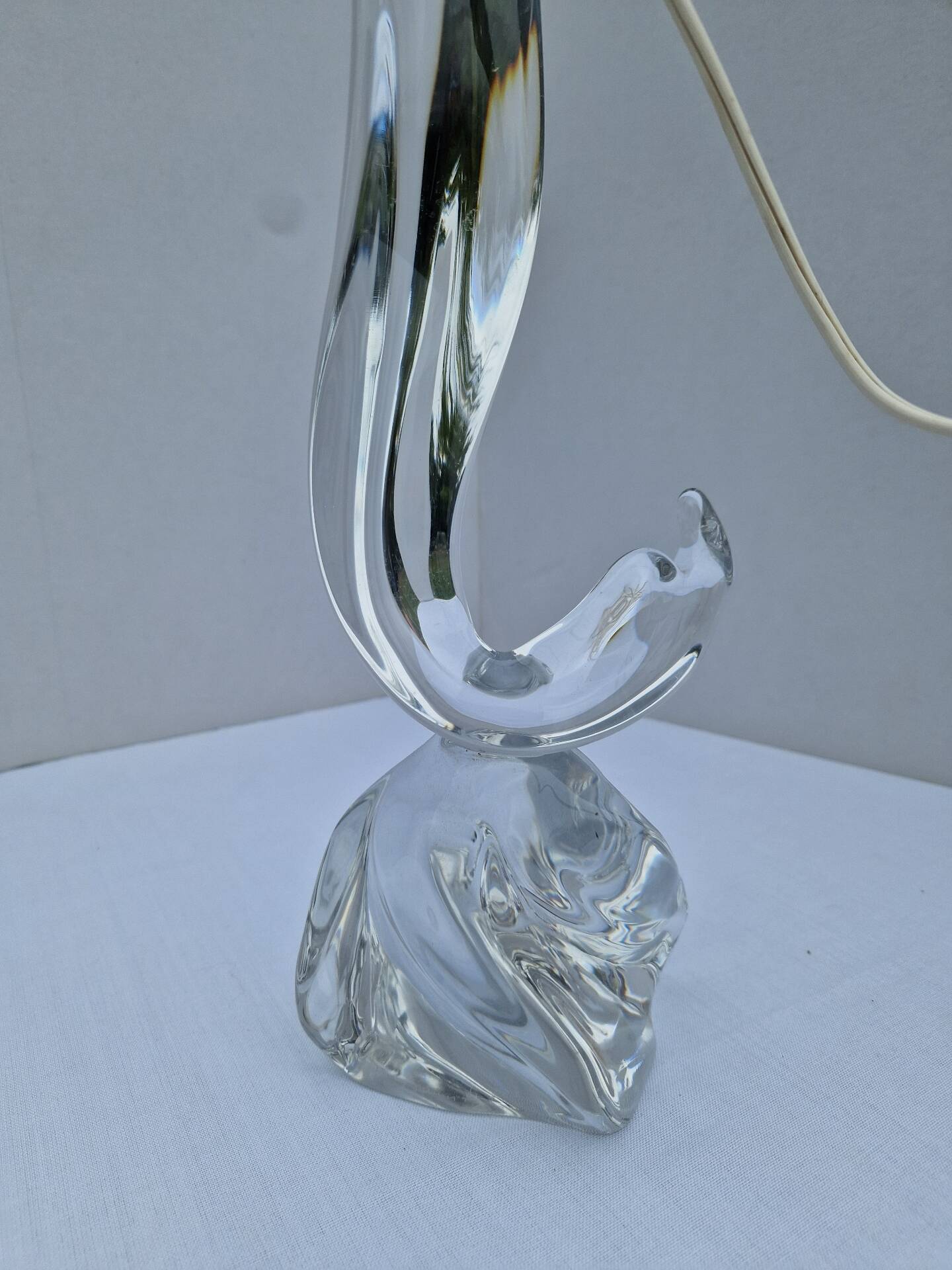 Lamp Base Swan Neck Signed Daum