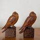Pair of Art Deco bookend birds in carved wood cubizing 1930