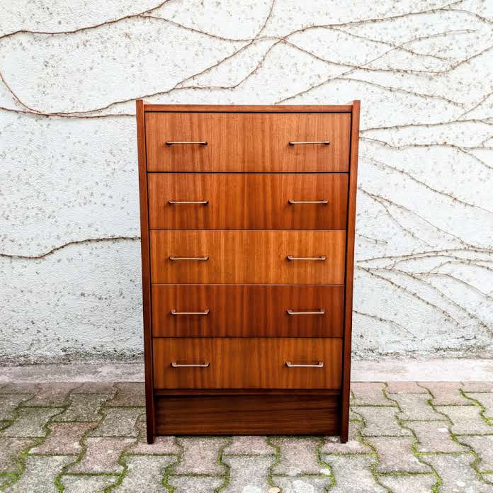 Chest of drawers mahogany veneer 60s