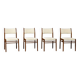 Chaises en teck et tissu beige danois modernes du milieu du siècle, ensemble de 4