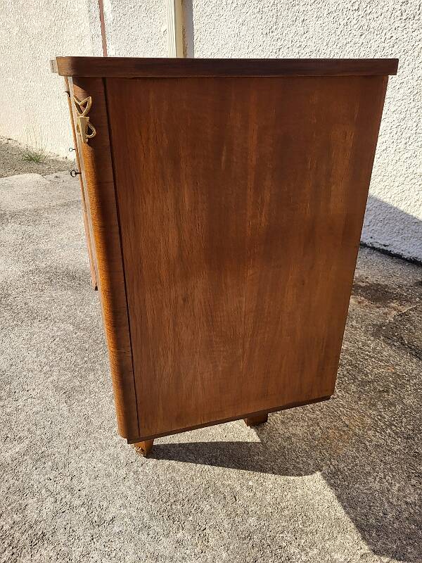 Art deco marquetry 4-door sideboard in walnut from the 1950s