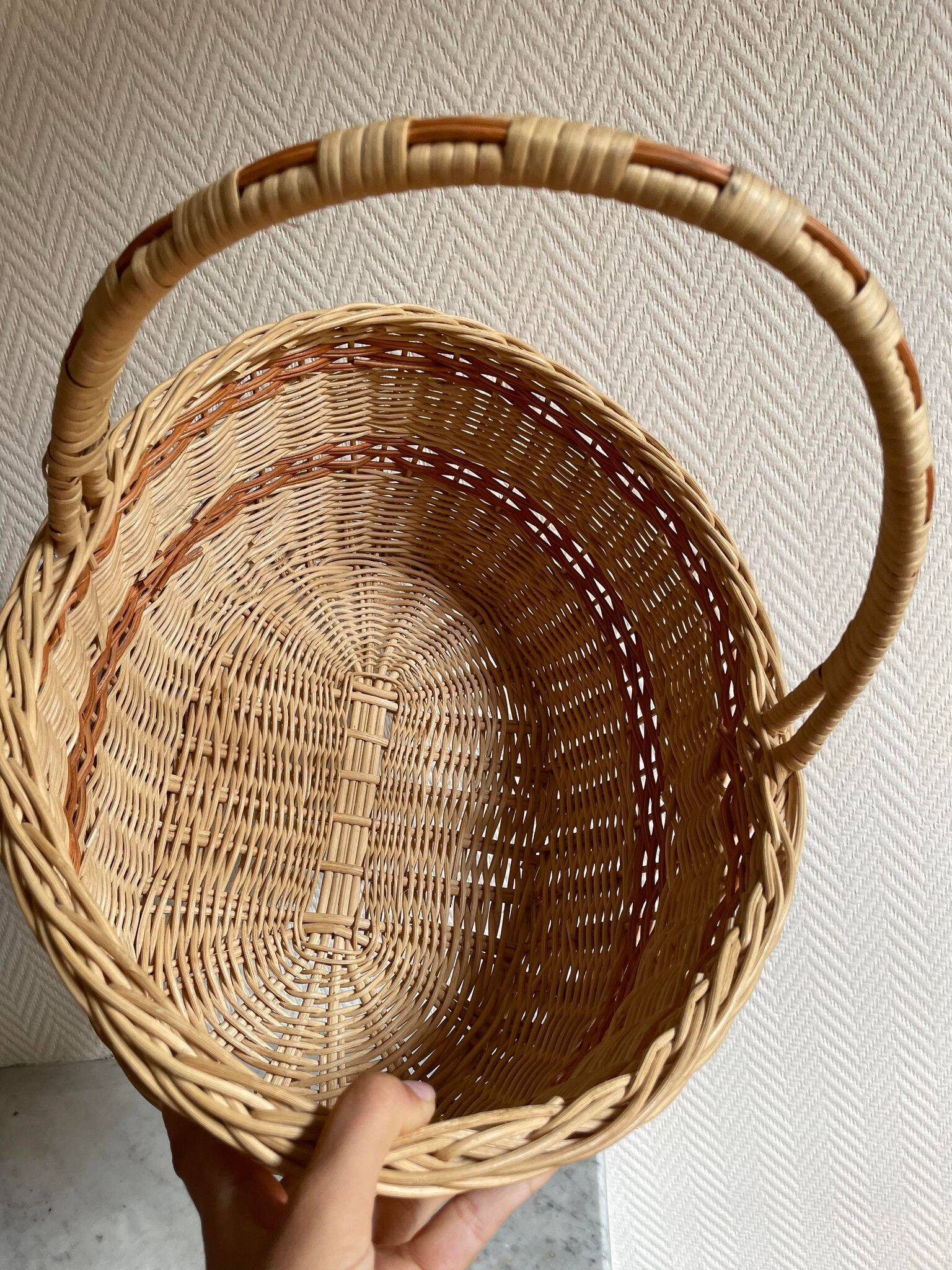 Panier osier orange beige