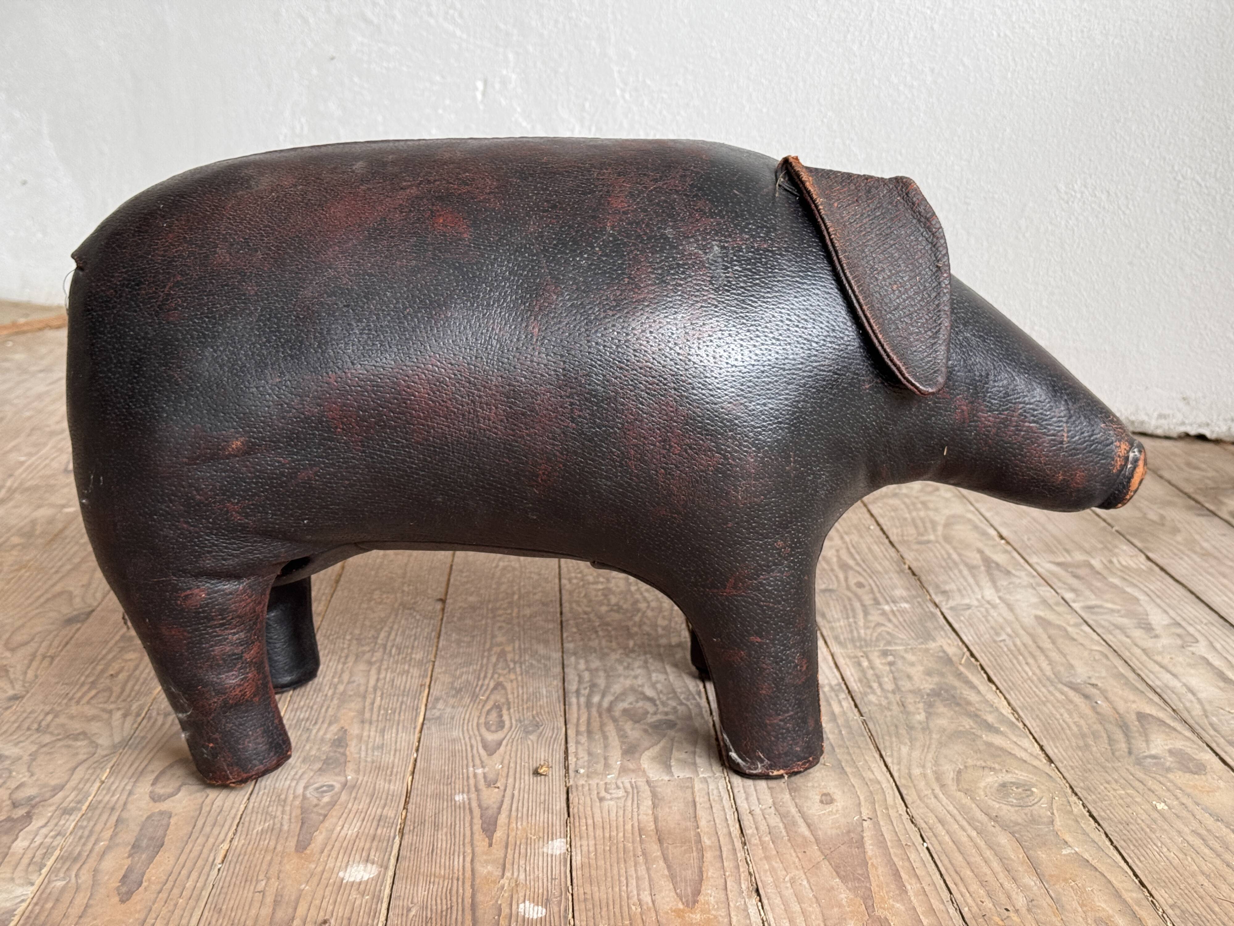 Leather Pig Footstool Ottoman by Dimitri Omersa, UK 1960s