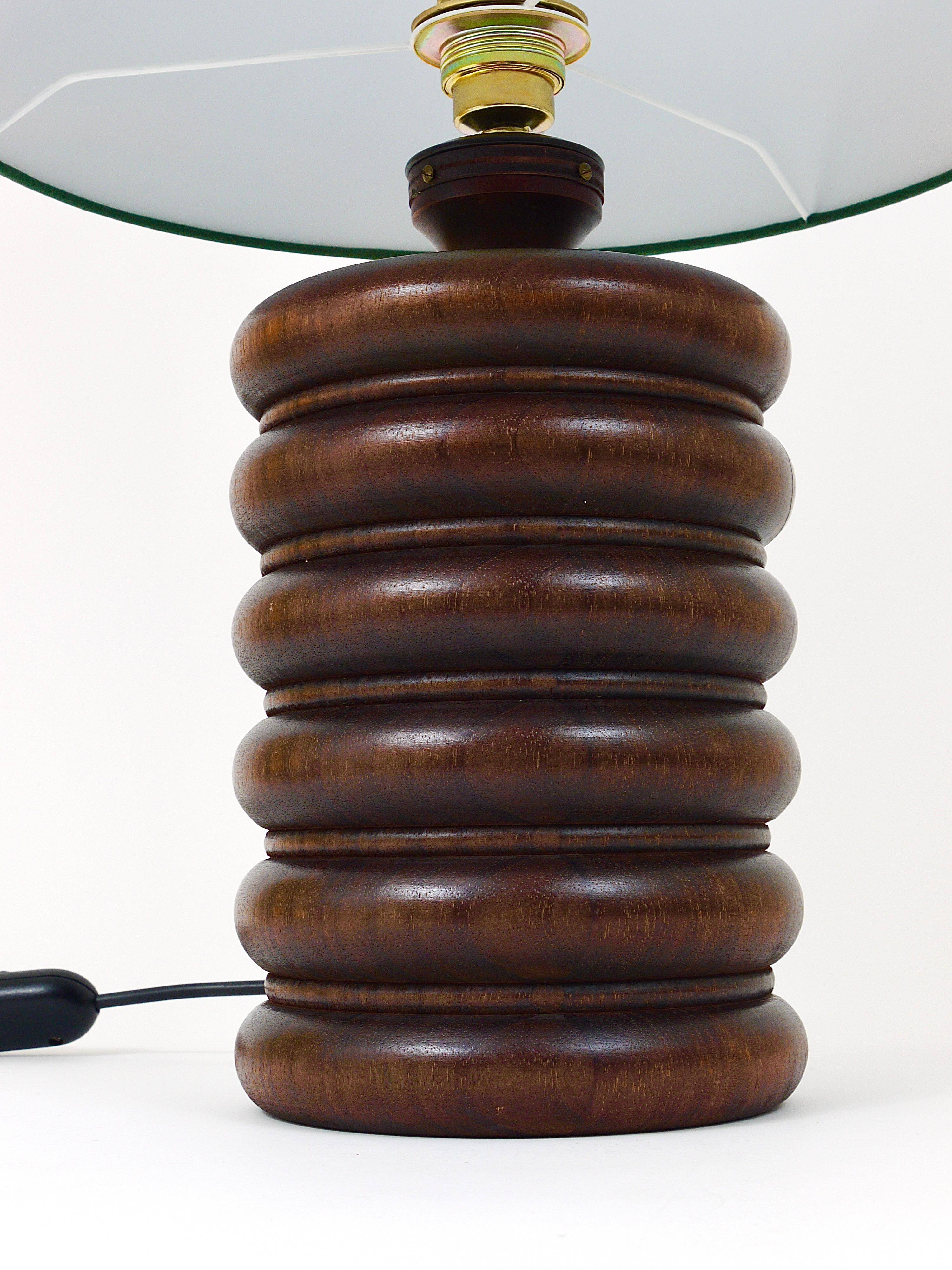 Mid-century table or accent lamp, turned wooden base, Sweden, 1970s
