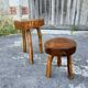 Brutalist Stool Duo with Organic Seating