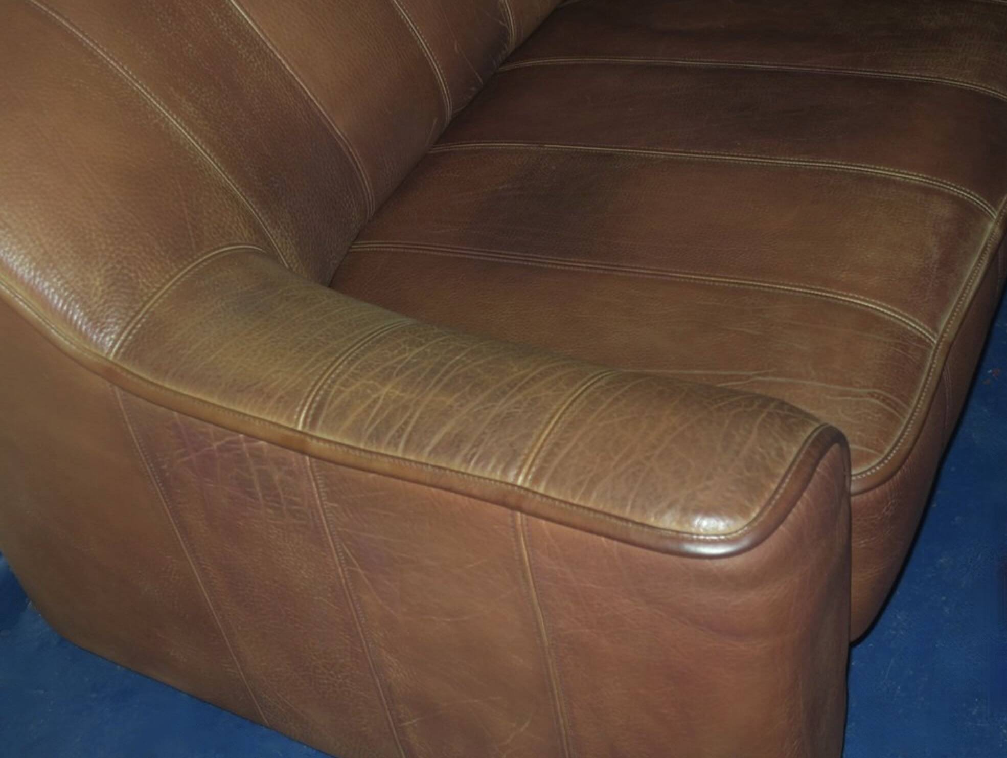 De Sede DS44 buffalo leather 3-seater sofa, 1970s
