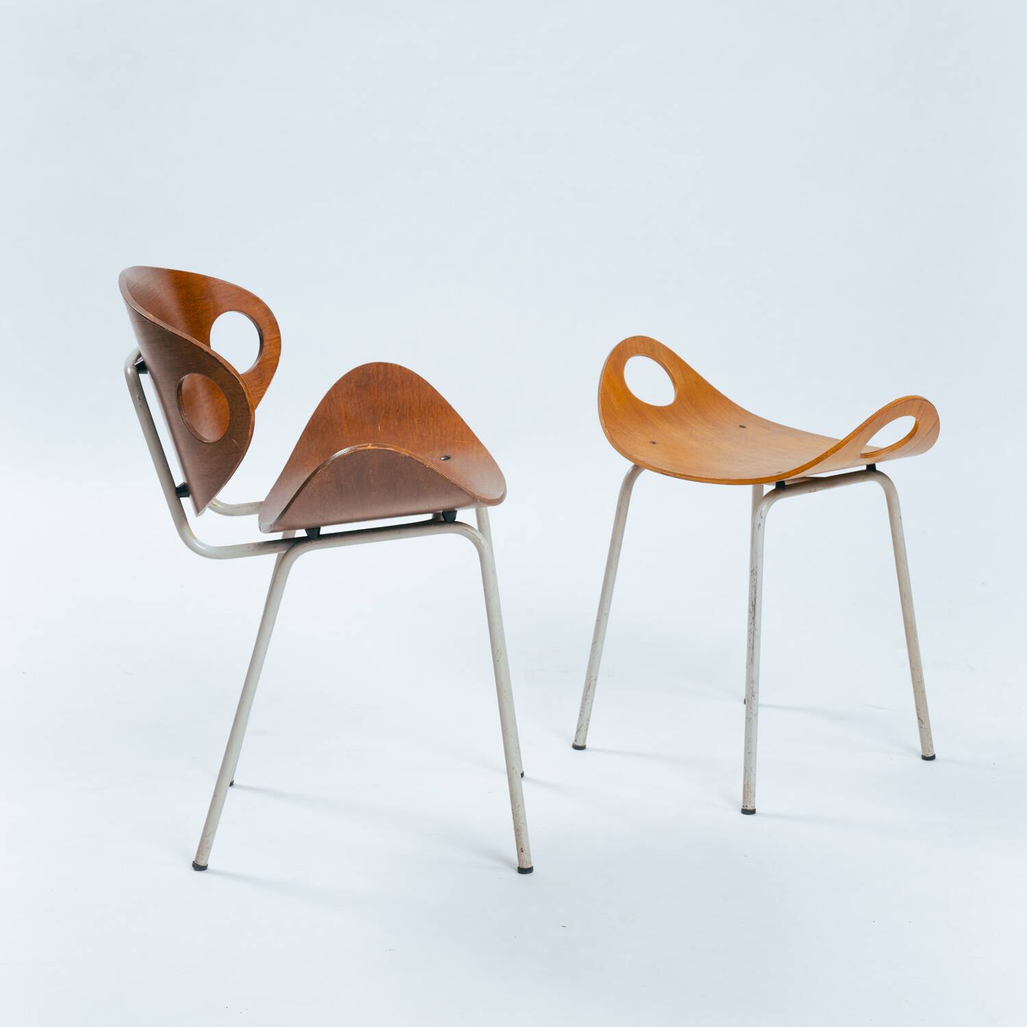 Olof Kettunen Chair and Stool for Merivaara, Finland 1950s