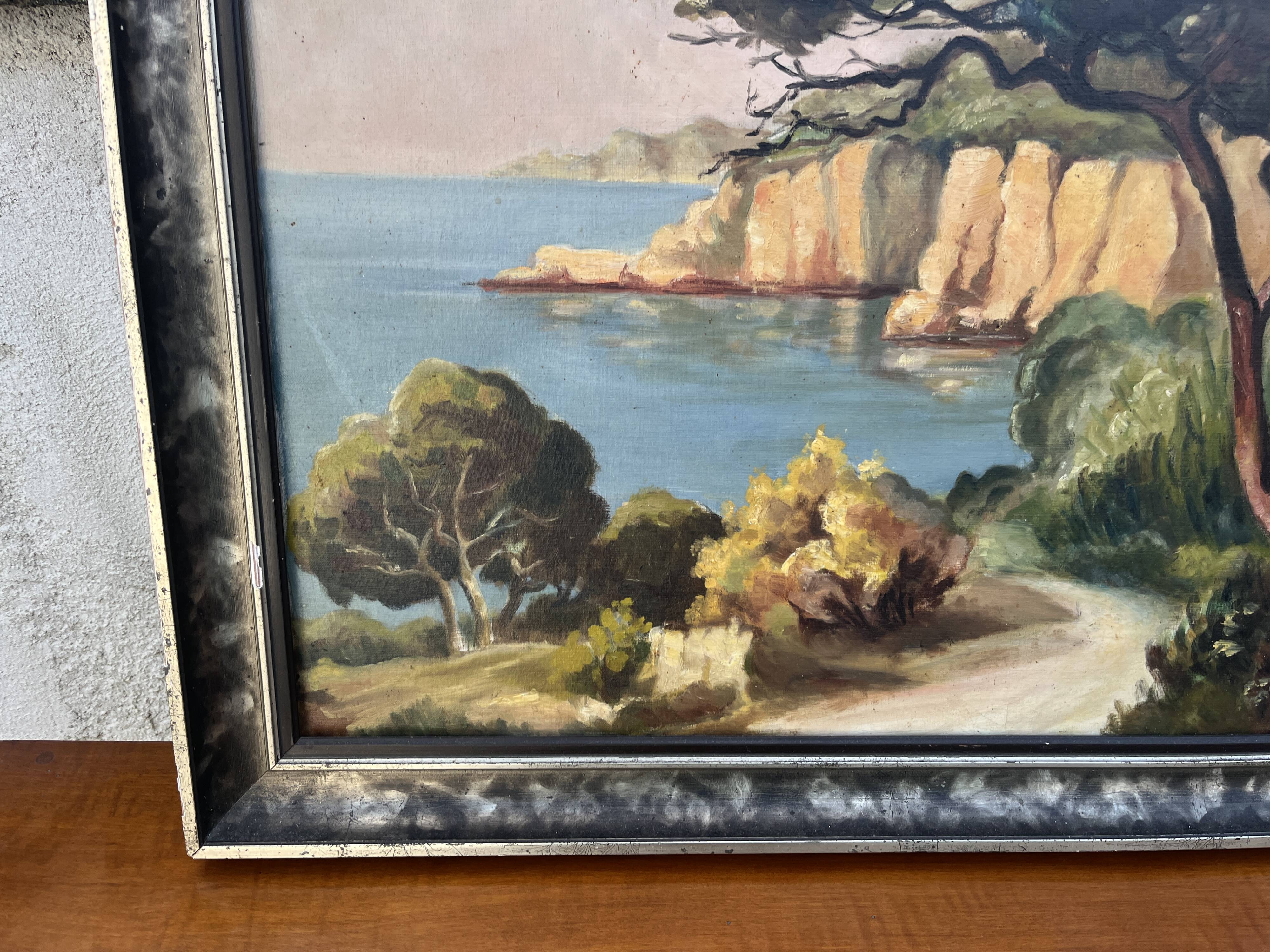 Mediterranean Landscape Painting – Signed G. Paillard 1936